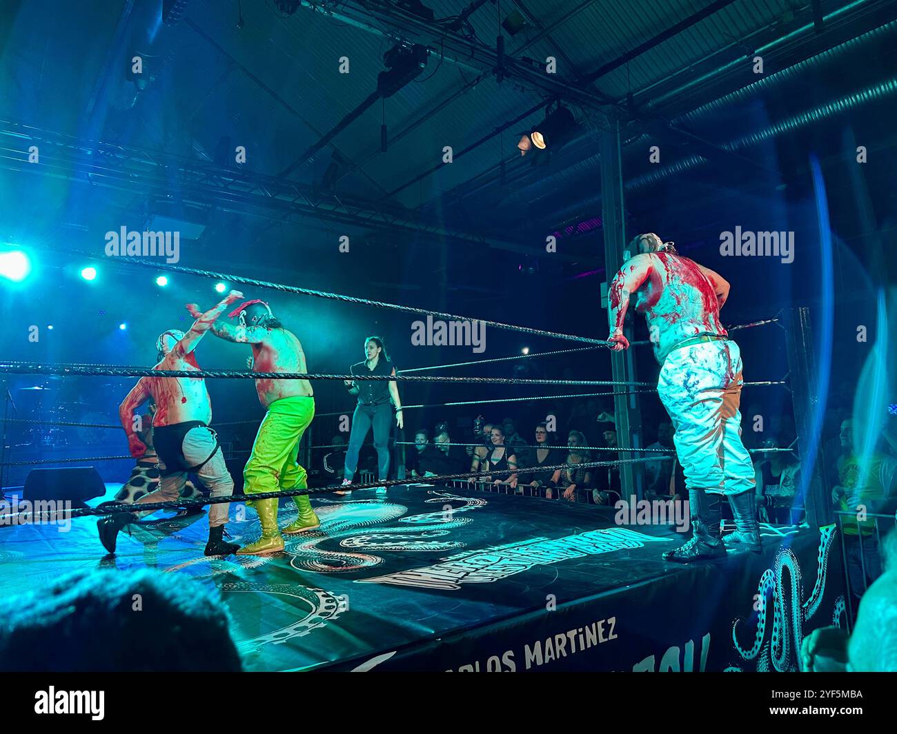 Rock n Roll Wrestling Bash in the Festsaal Kreuzberg, Berlin - Smartphone Captured Stock Image