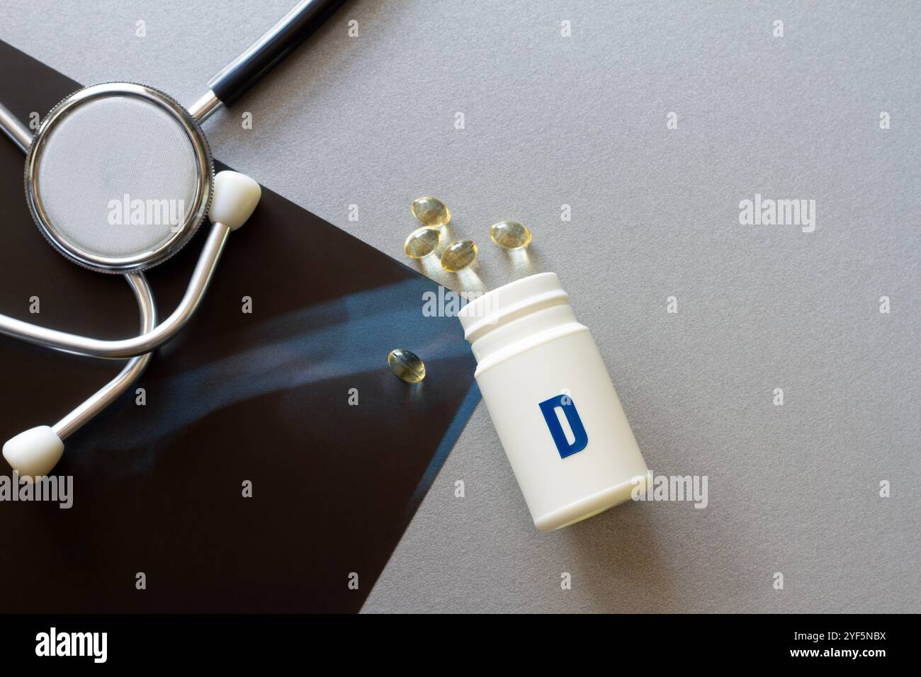 X ray Image Stethoscope And Vitamin D In Capsules Skeletal System X ray image stethoscope and vitamin d in capsules skeletal system
