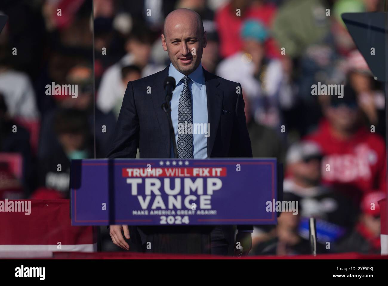 Stephen Miller speaks before Republican presidential nominee former ...