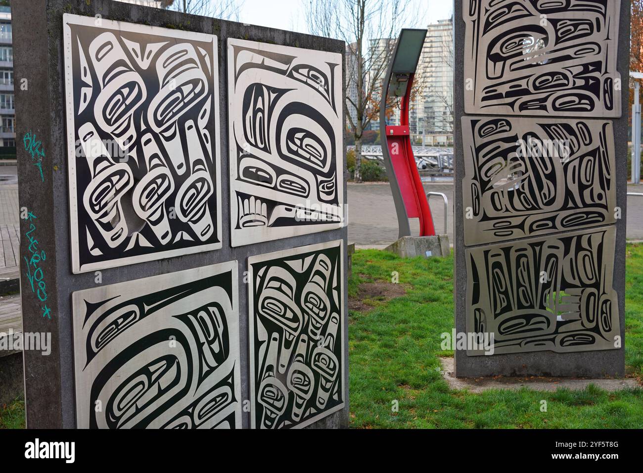 Traditional indiginious art in Vancouver, BC, Canada Stock Photo