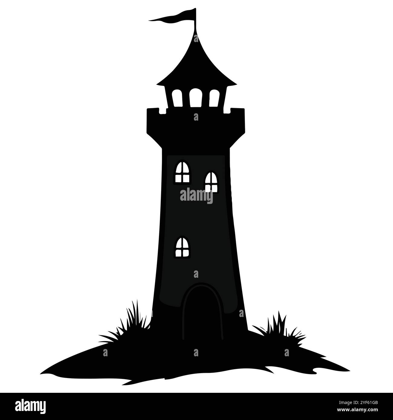 black blurred silhouette cartoon of a tower Stock Vector Image & Art ...