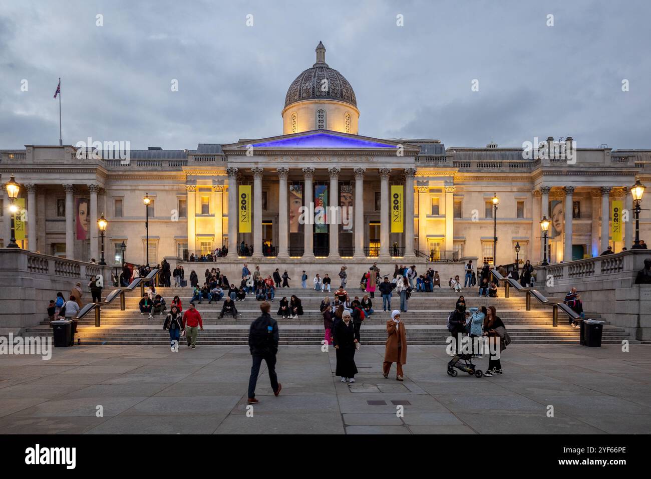 National Gallery London on Trafalgar Square in Central London. Founded in 1824. Stock Photo