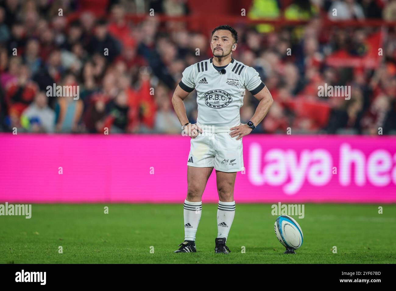 November 2nd, 2024, Thomond Park, Limerick, Ireland - Action from Munster Rugby vs All Blacks XV. Stock Photo