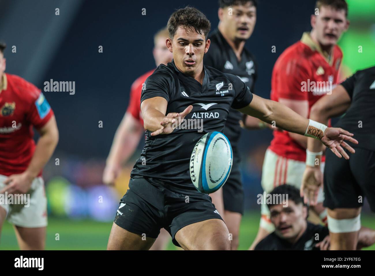 November 2nd, 2024, Thomond Park, Limerick, Ireland - Action from Munster Rugby vs All Blacks XV. Stock Photo