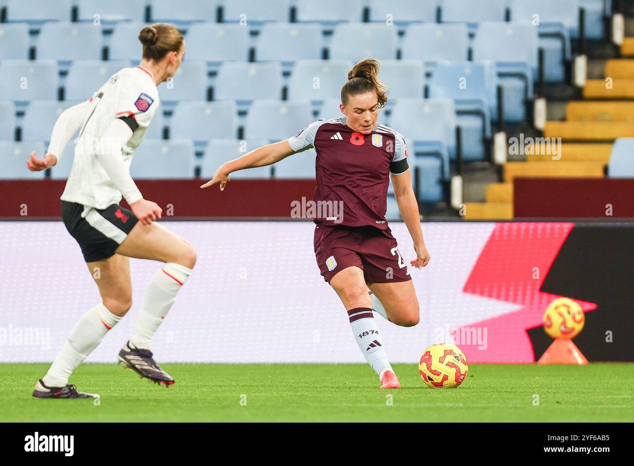 Birmingham, UK. 03rd Nov, 2024. #20, Kirsty Hanson of Aston Villa in action during the Women's Super League match between Aston Villa Women and Liverpool Women at Villa Park, Birmingham, England on 3 November 2024. Photo by Stuart Leggett. Editorial use only, license required for commercial use. No use in betting, games or a single club/league/player publications. Credit: UK Sports Pics Ltd/Alamy Live News Stock Photo