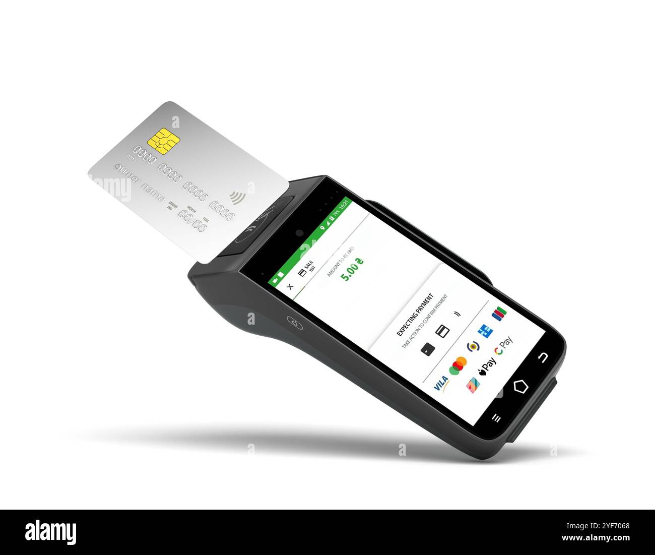 contactless payment by card through the terminal 3d render image on ...