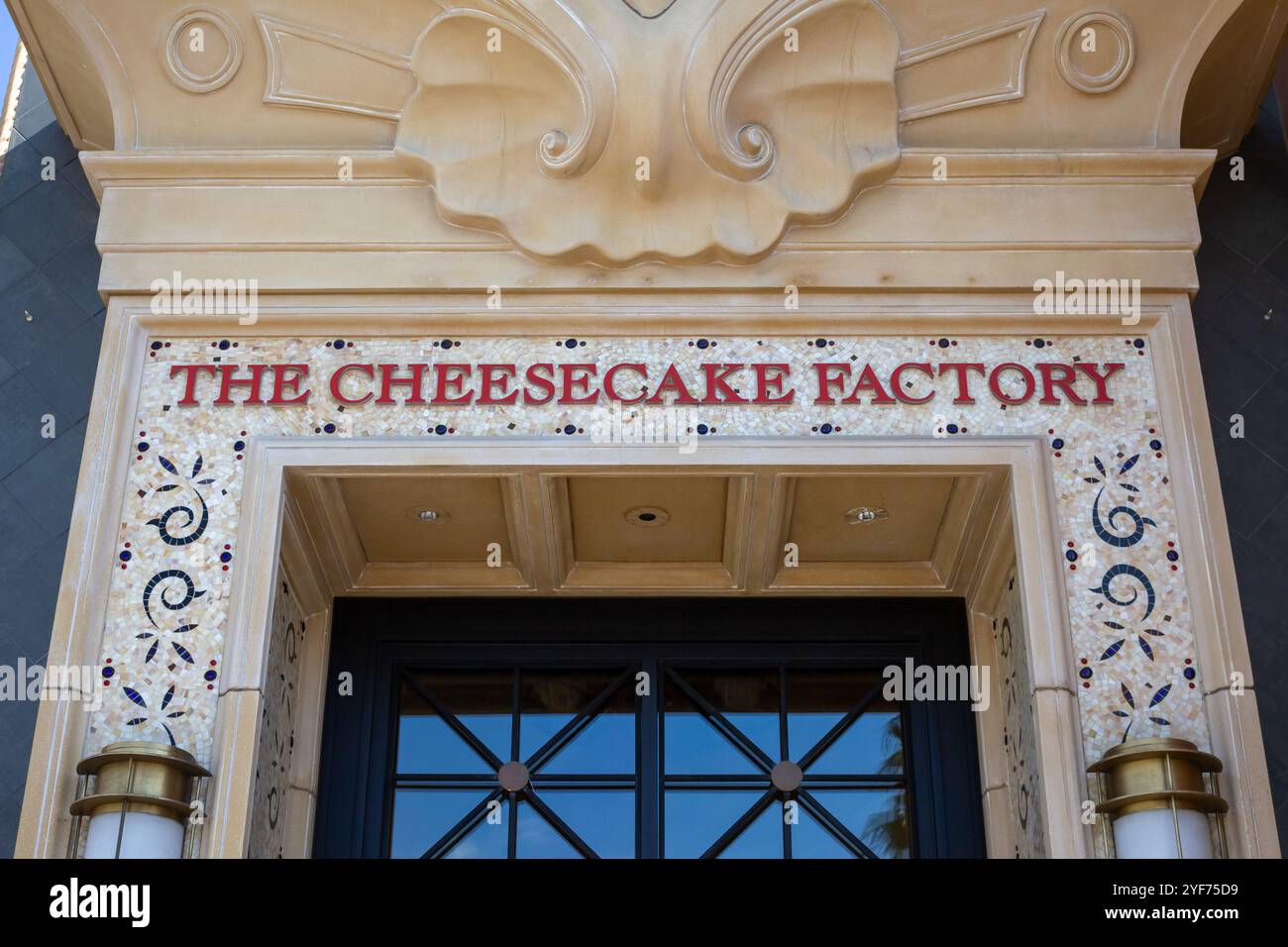 Brea, California, United States - 03-12-2019: A view of a store front sign for the family restaurant known as The Cheesecake Factory. Stock Photo