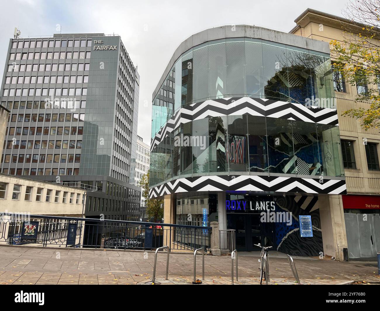 The Fairfax Office Building and Roxy Lanes, seen from Union Street. Bristol, England, United Kingdom. 29th October 2024. - Smartphone Captured Stock Image