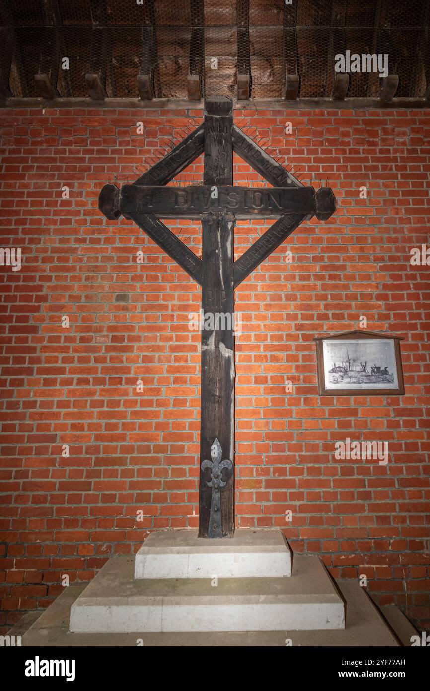 Royal Garrison Church of All Saints in Aldershot, Hampshire, England, UK. The Somme Cross Stock Photo