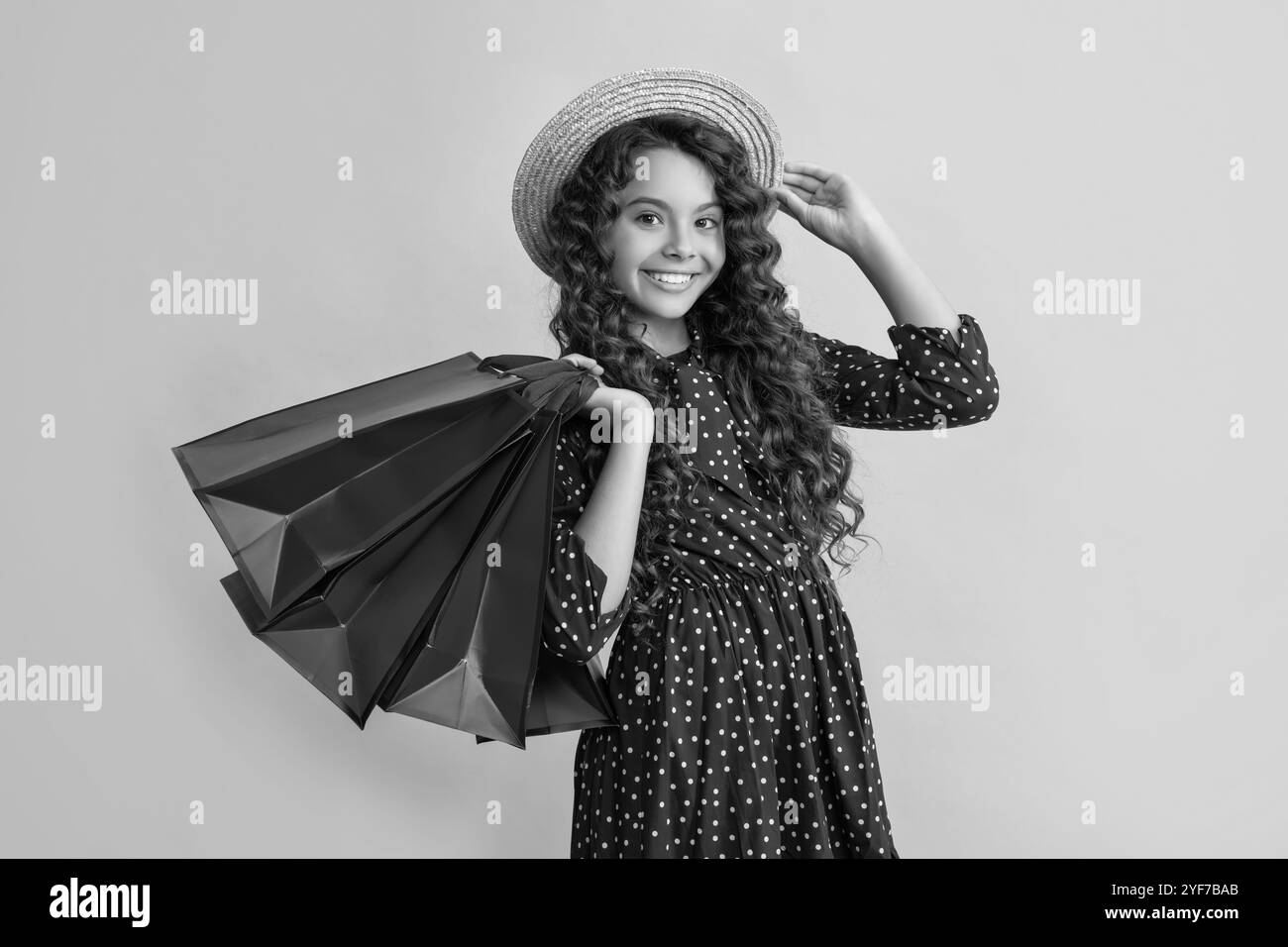 Smiling teen girl curly Black and White Stock Photos & Images - Alamy