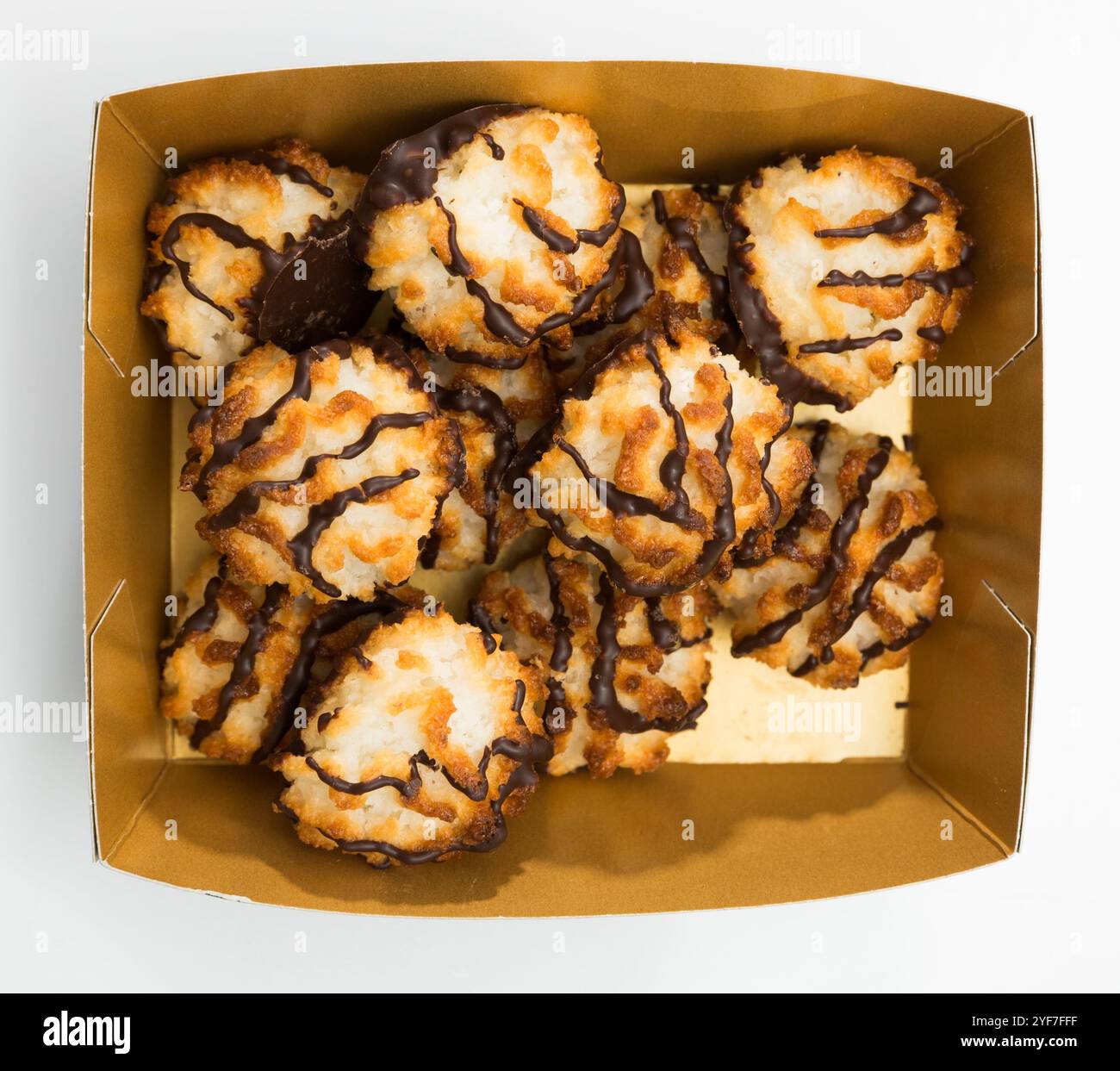 Coconut macaroons in carton box Stock Photo