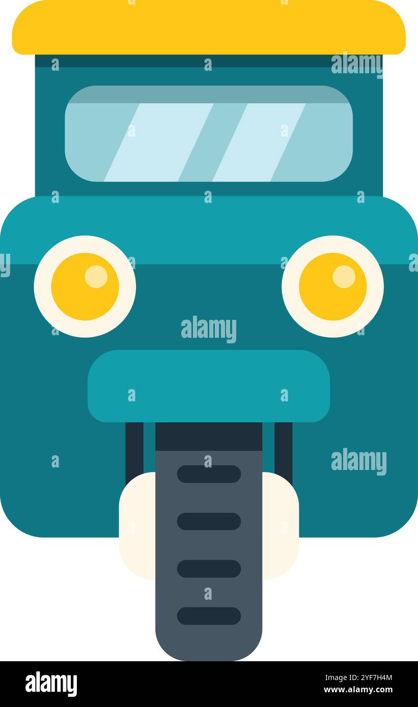 Colorful front view icon of a three wheeled auto rickshaw taxi cab ...