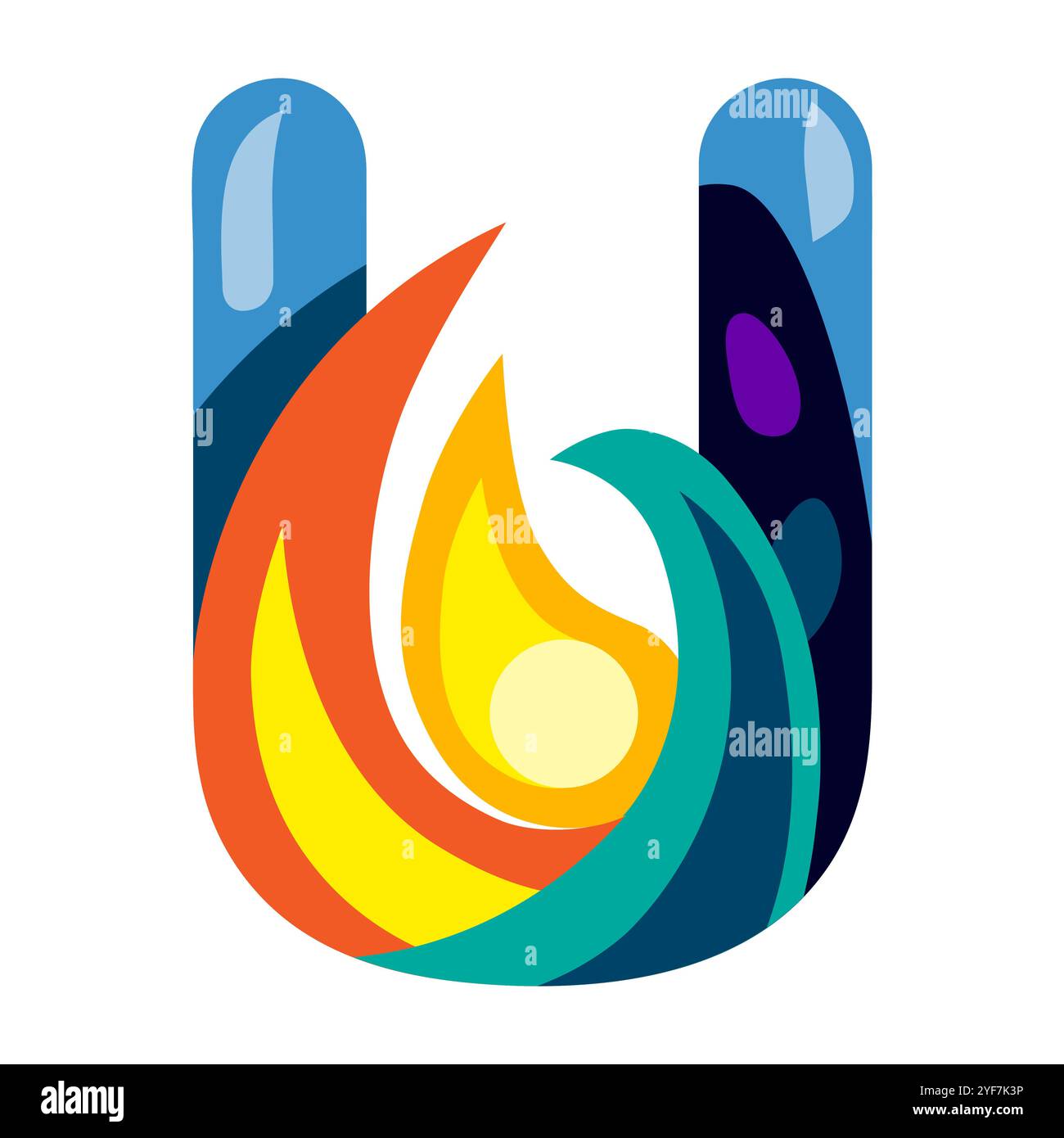 cosmos effect alphabet letter vector illustration. Modern fantasy character. Stock Vector