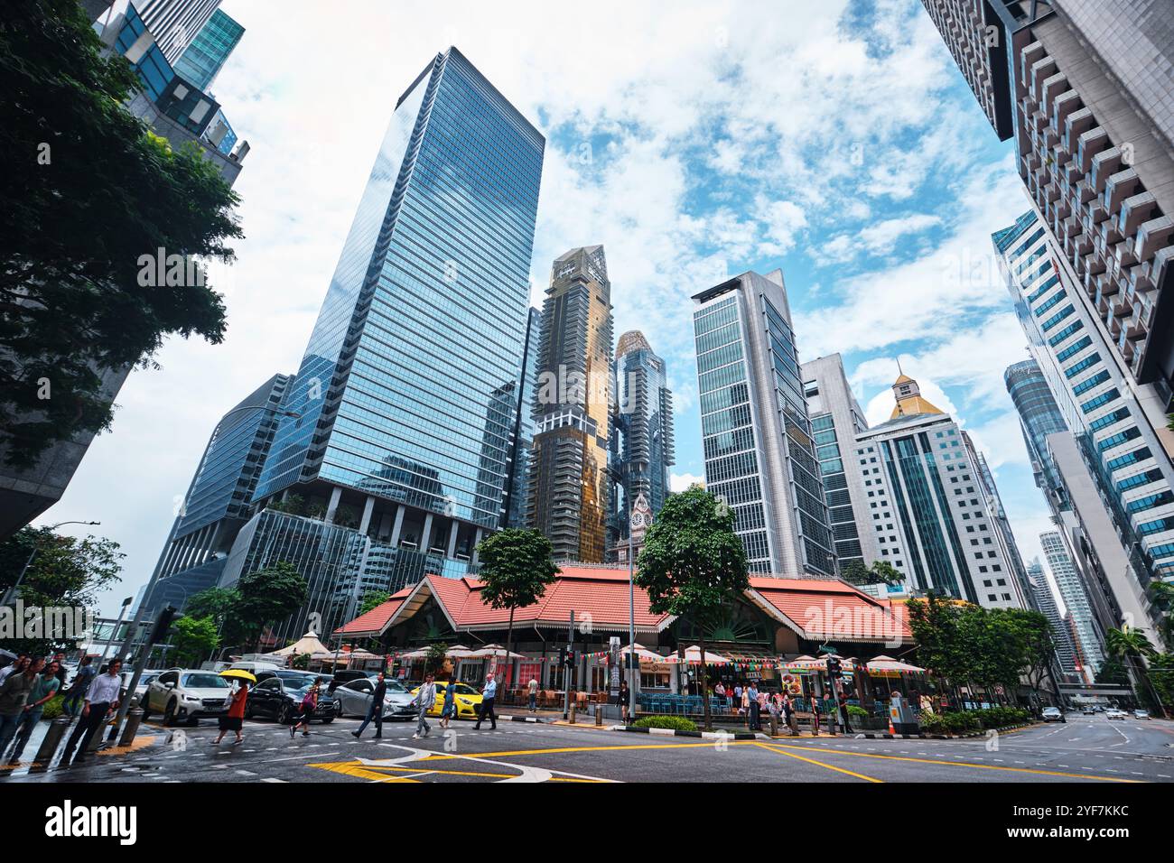 Singapore - January 18, 2025: The Lau Pa Sat food court hawker center. (Telok Ayer) is a historic Victorian cast-iron market. Stock Photo