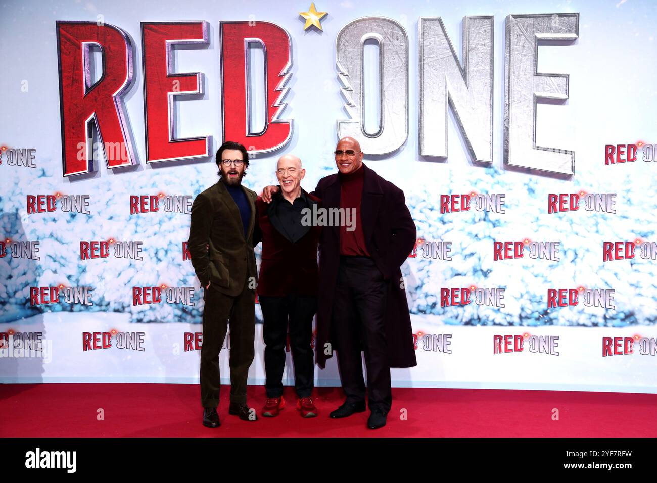 Germany, Berlin, 03.11.24, Uber Platz, Chris Evans, J.K. Simmons und Dwayne Johnson - THE ROCK attends Movie World premiere of RED ONE Stock Photo
