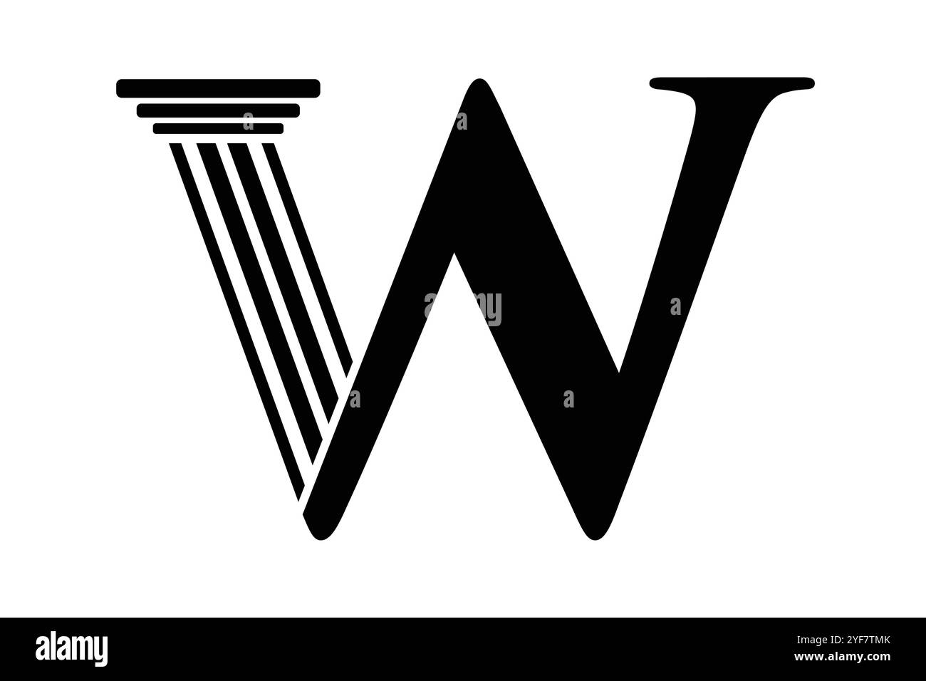 Letter W Pillar Law Logo Stock Vector