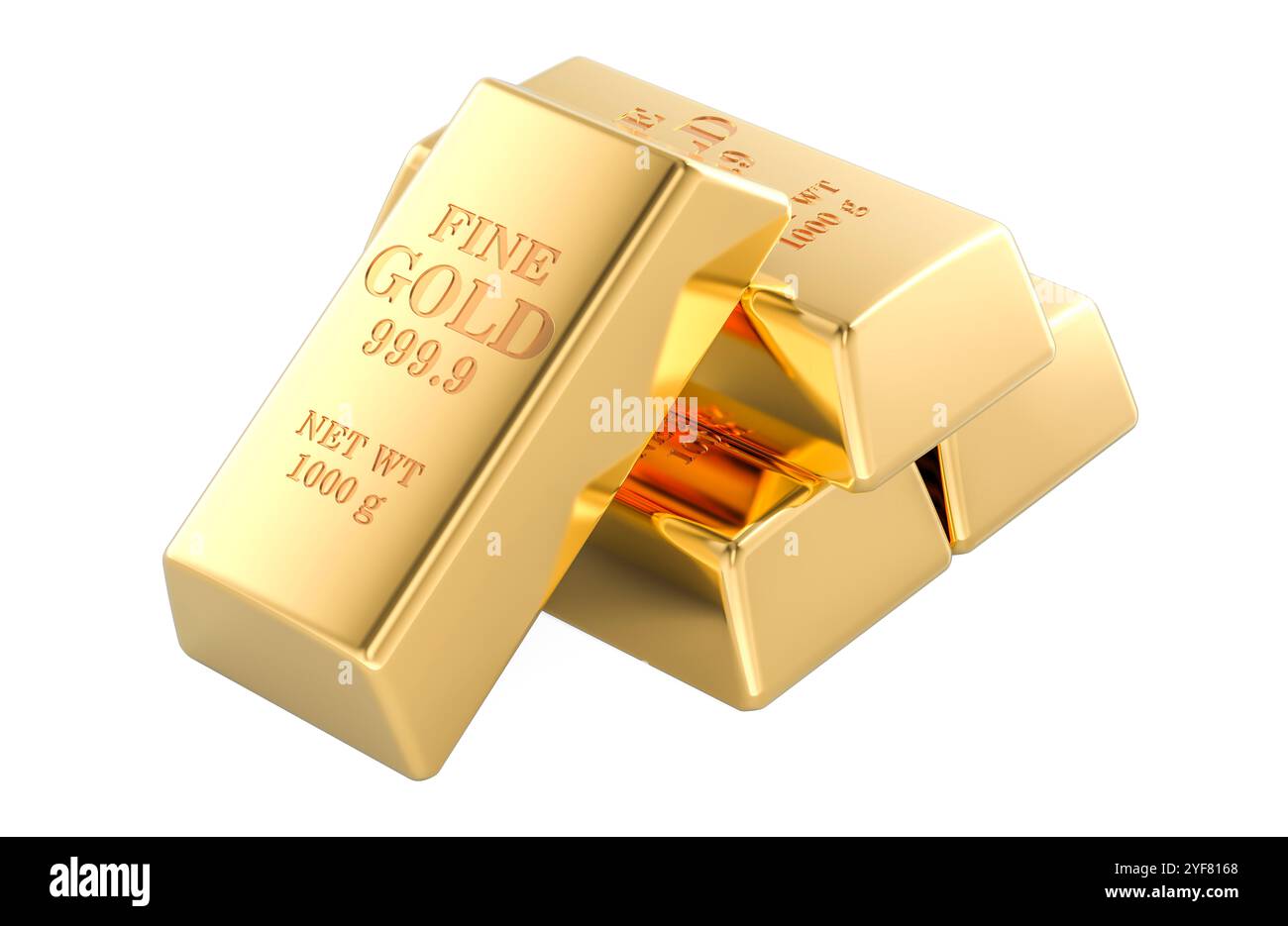 Gold Ingots, 3D rendering isolated on white background Stock Photo - Alamy
