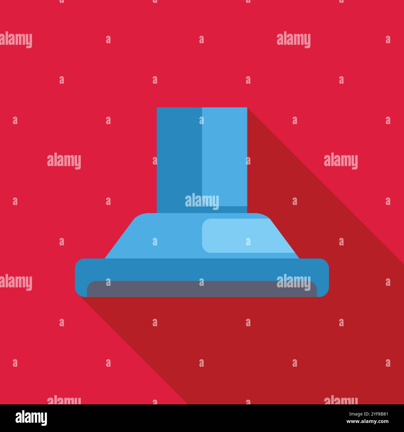 Modern blue extractor hood exhausting cooking steam over stove in kitchen Stock Vector