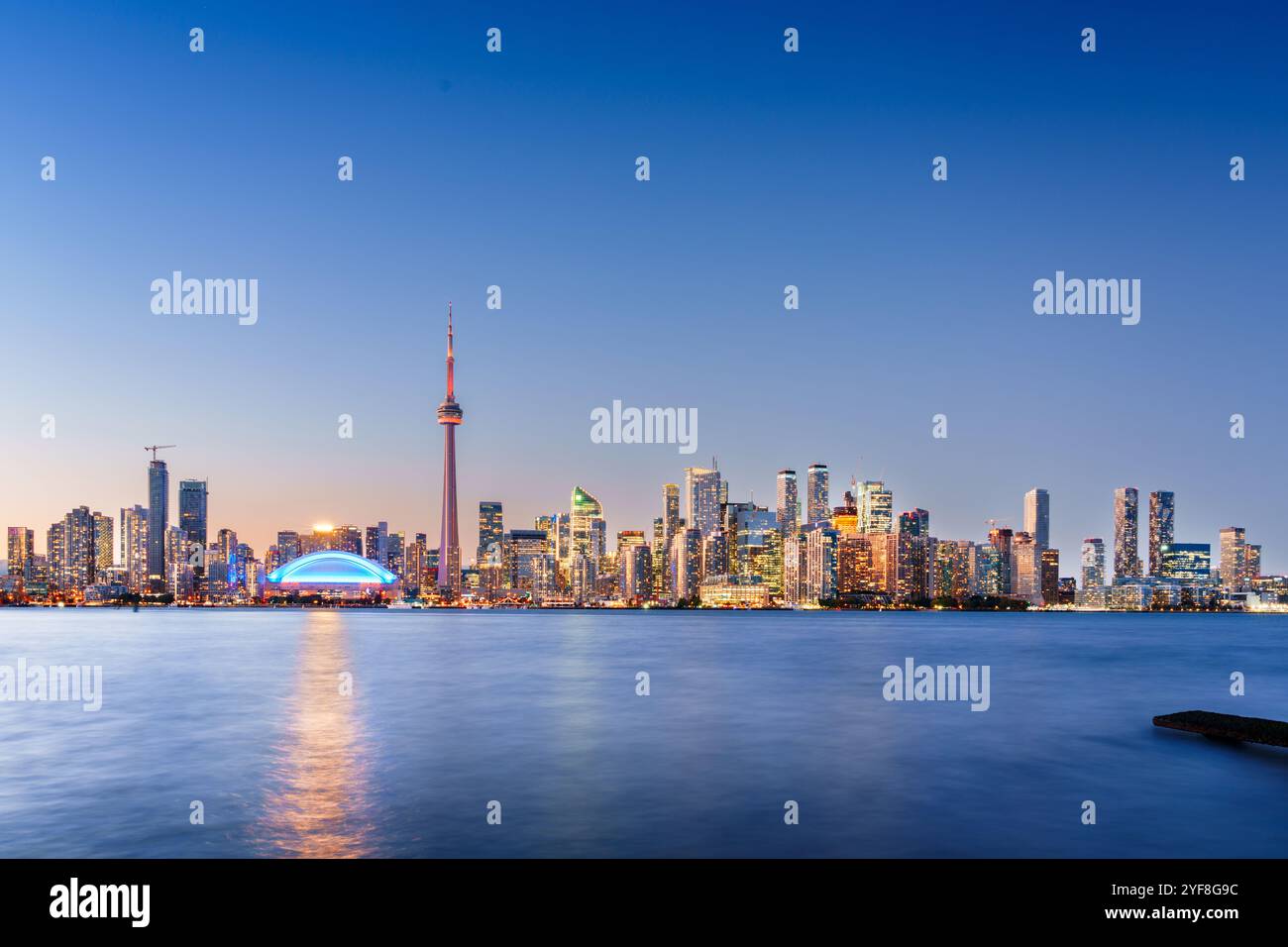 Toronto, Ontario, Canada cityscape on Lake Ontario at dusk. Stock Photo