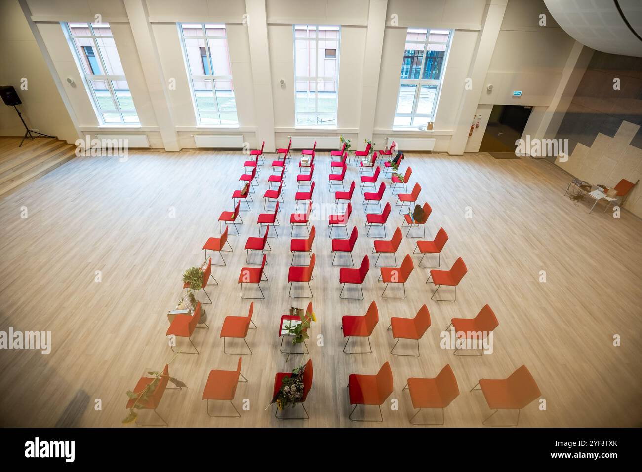 Empty chairs in conference hall Stock Photo