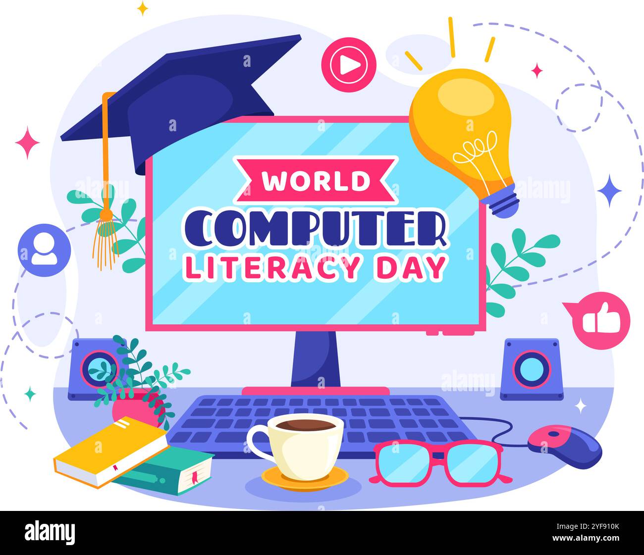 World Computer Literacy Day Vector Illustration on December 2 ...