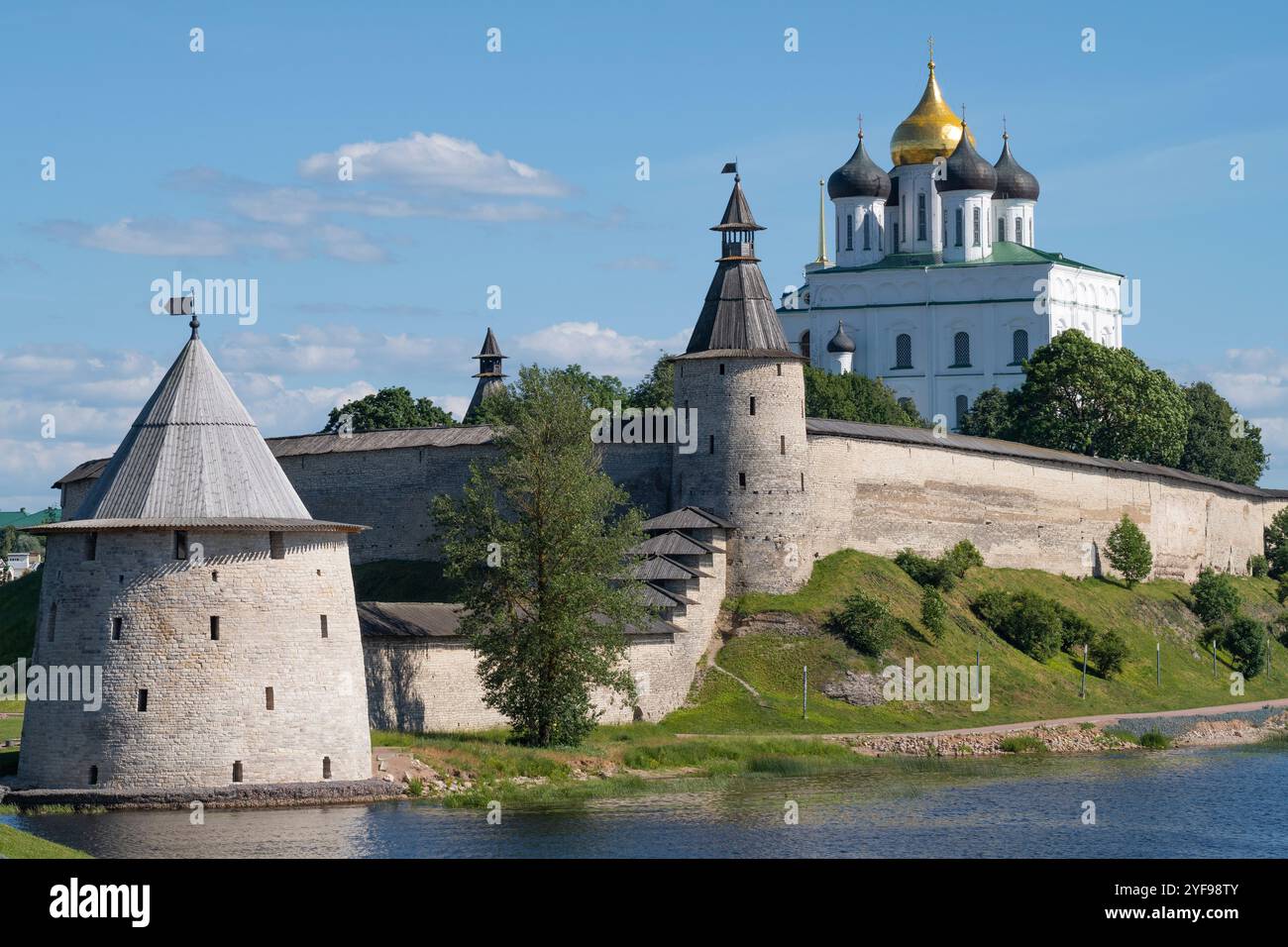 The ancient Pskov Kremlin on a sunny June day. Russia Stock Photo