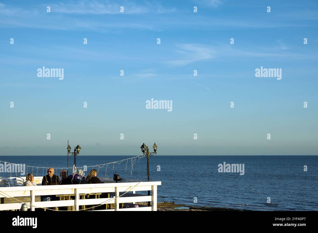 Traditional seaside cafe in Bexhill on Sea, East Sussex in late Autumn Stock Photo