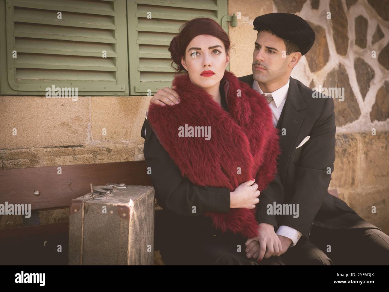 Young beautiful couple hugging and crying, ready for separation Stock Photo