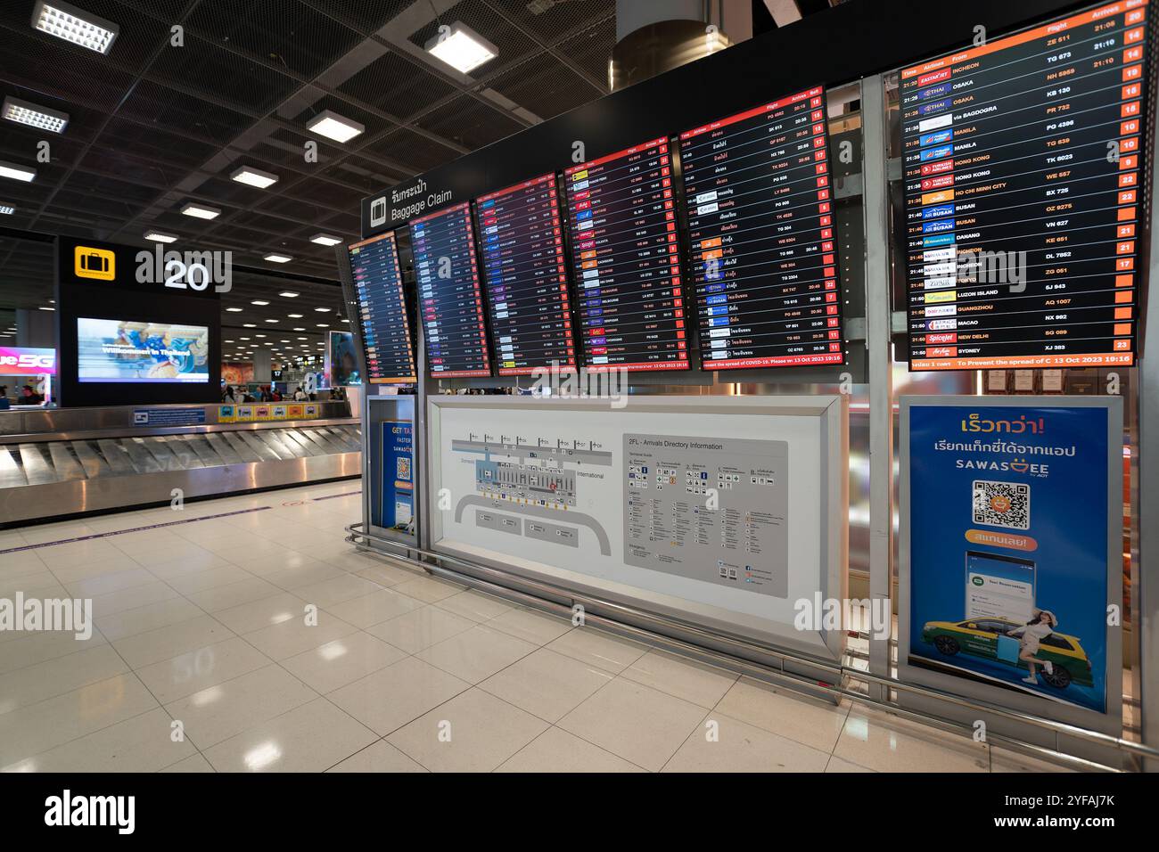 BANGKOK, THAILAND - OCTOBER 13, 2023: digital flight information ...