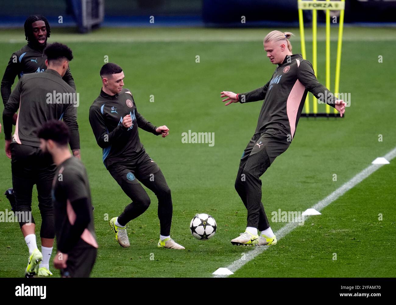 Manchester City s Erling Haaland And Phil Foden During A Training manchester-city-s-erling-haaland-and-phil-foden-during-a-training