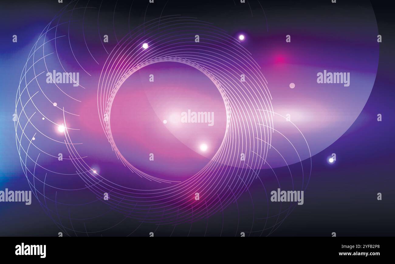 Vector bright circle blue space. Abstract glowing spiral Stock Vector