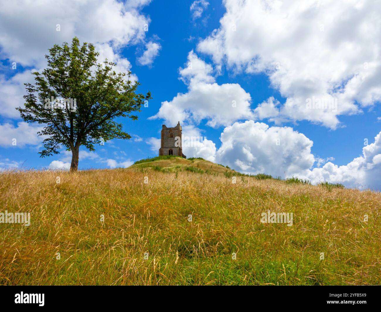The never completed church built in 1793 at the top of Burrow Mump a ...