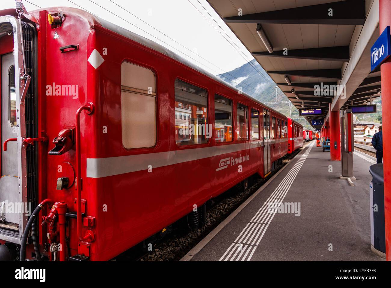 Tirano Italy September 2024 Bernina Express Train Arriving At 
