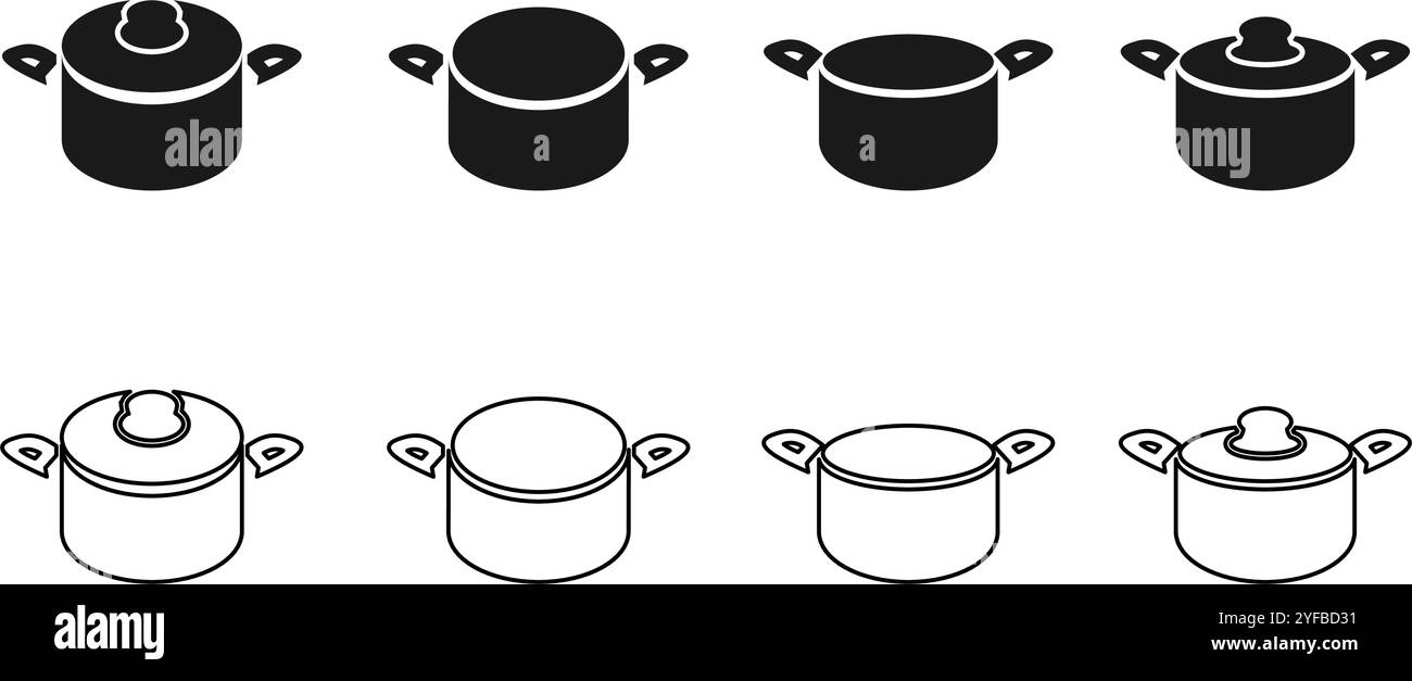 cooking pot icon set vector illustration isolated on white background ...