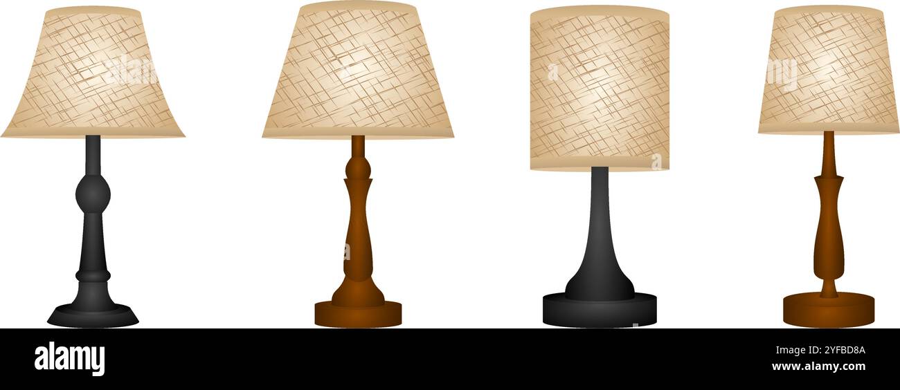 table lamp set vector illustration isolated on white background. Stock Vector