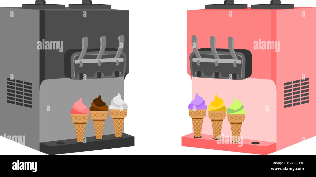 ice cream machine vector illustration isolated on white background. Stock Vector
