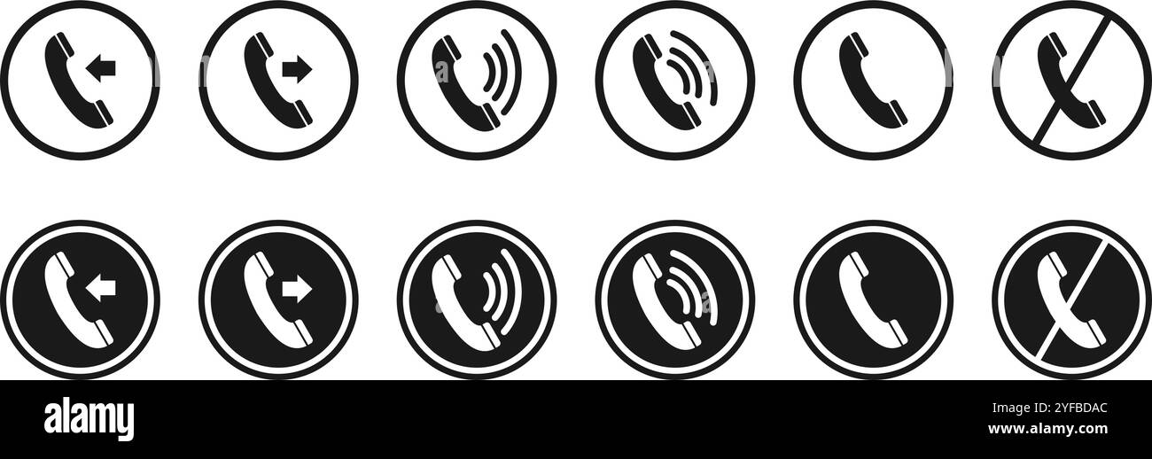 phone icon set vector illustration isolated on white background Stock ...