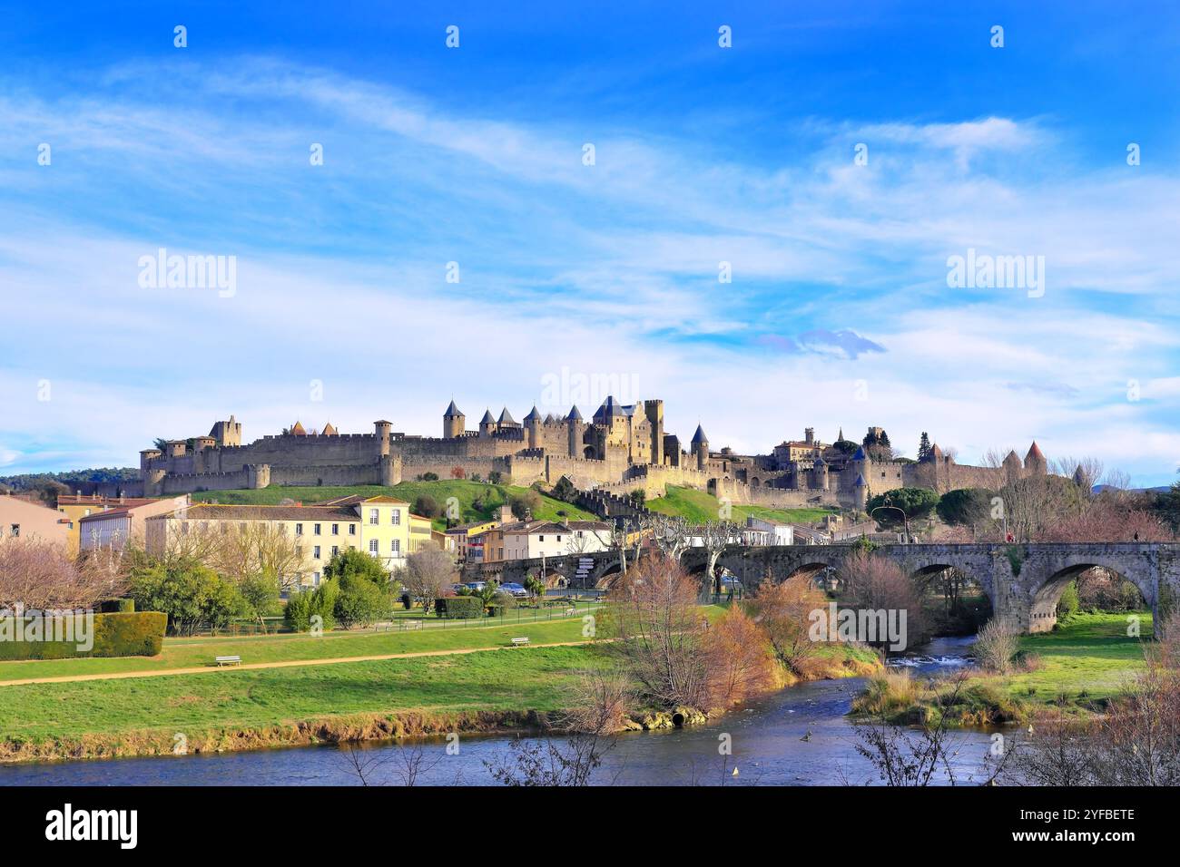 Carcassonne south Of France View Of The Ramparts And The Medieval carcassonne-south-of-france-view-of-the-ramparts-and-the-medieval