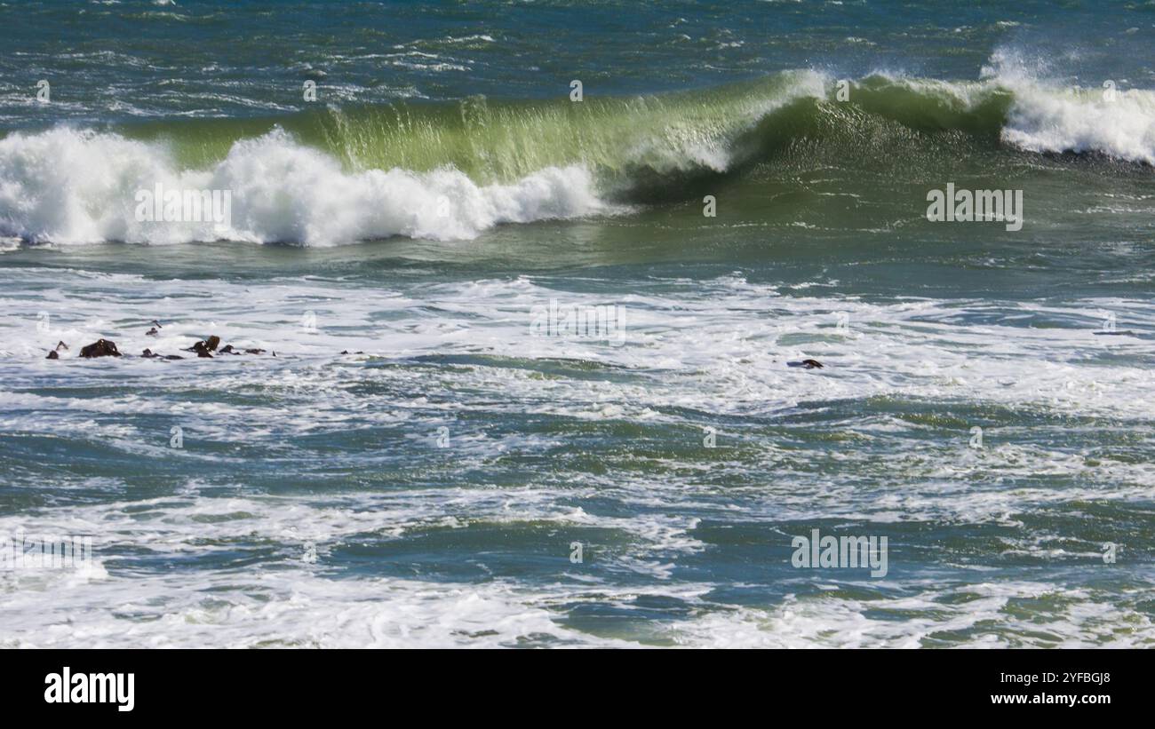 Waves breaking in the Atlantic ocean of the coast of Namibia Stock Photo