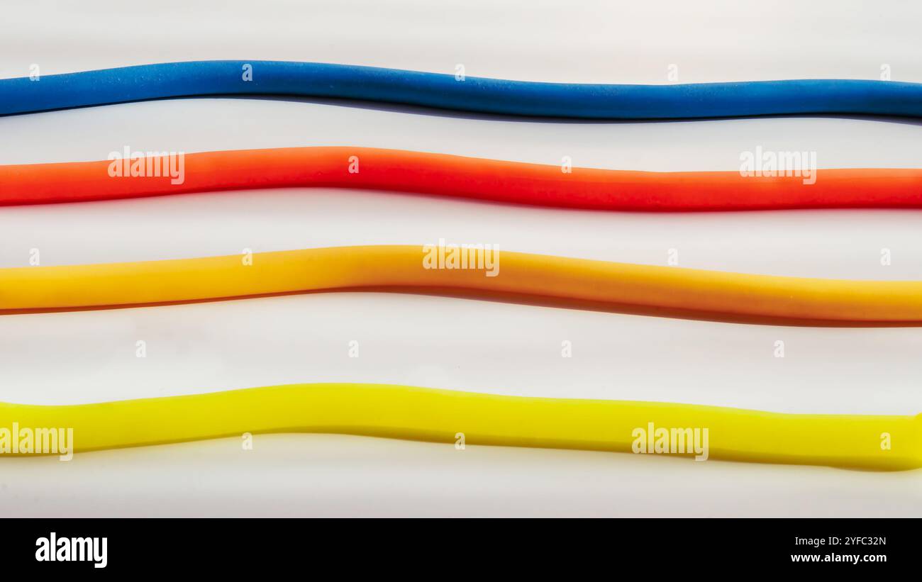 Multicolored wires on a white background Stock Photo