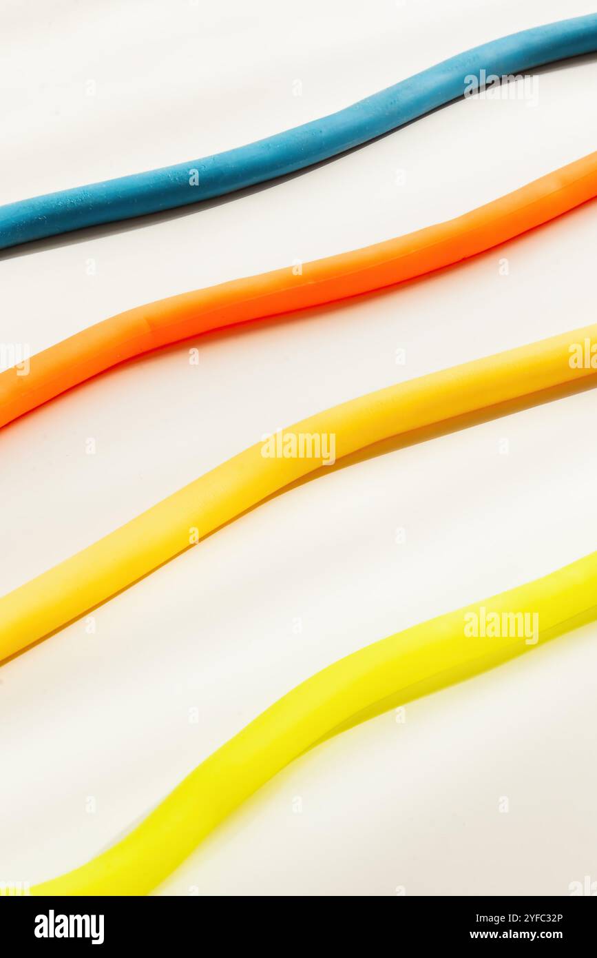 Multicolored wires on a white background Stock Photo