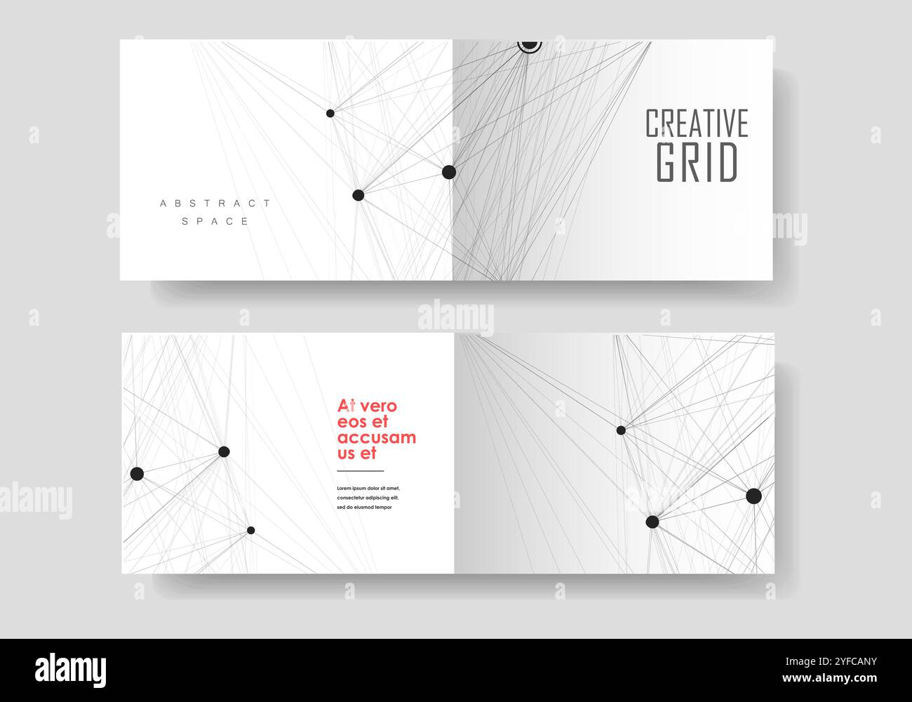 Vector abstract brochures with black molecules on white background Stock Vector