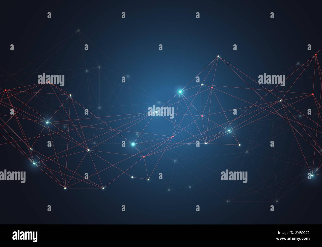 Abstract vector glowing bright molecules with dots and lines on blue background Stock Vector