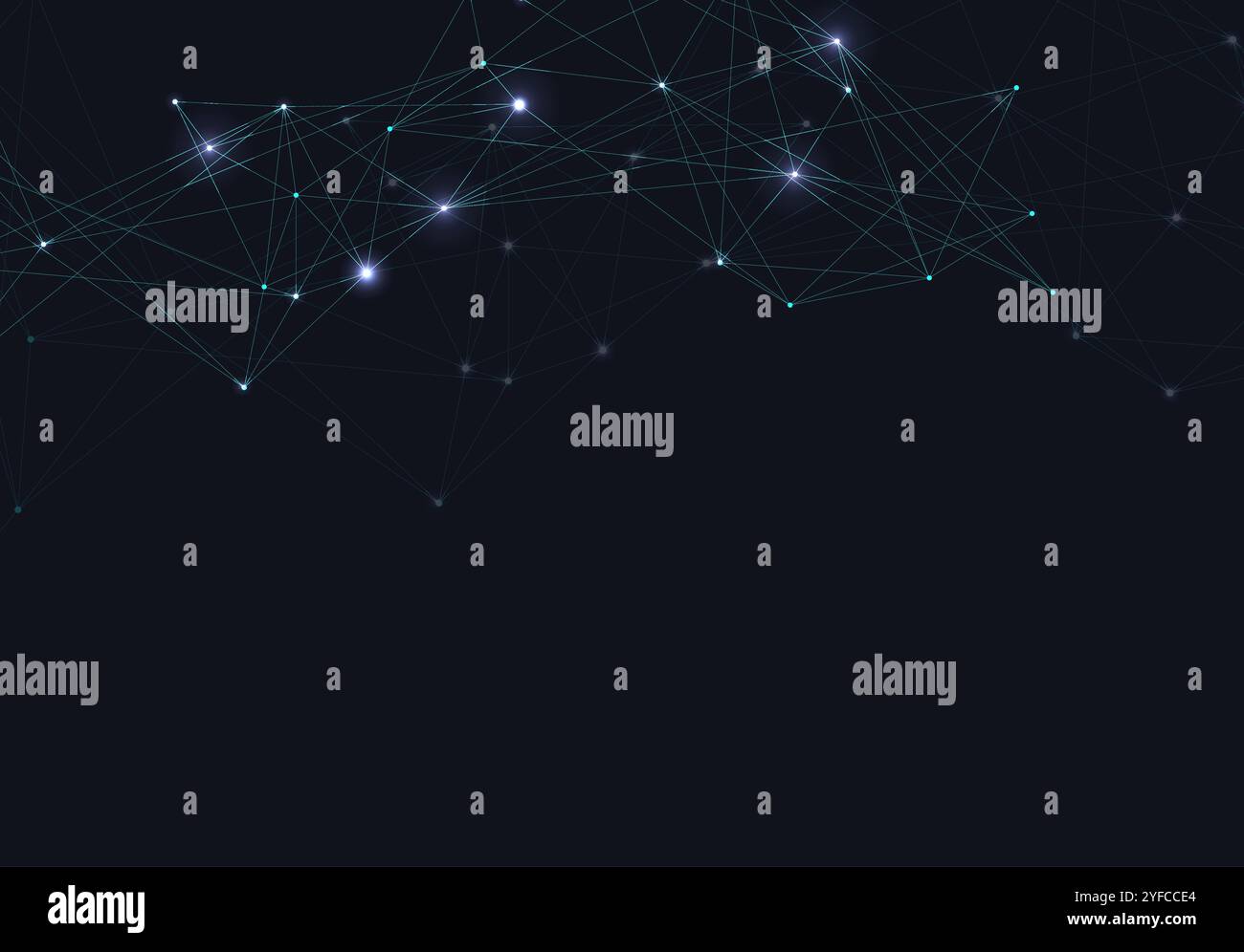 Abstract vector glowing bright molecules with dots and lines on blue background Stock Vector
