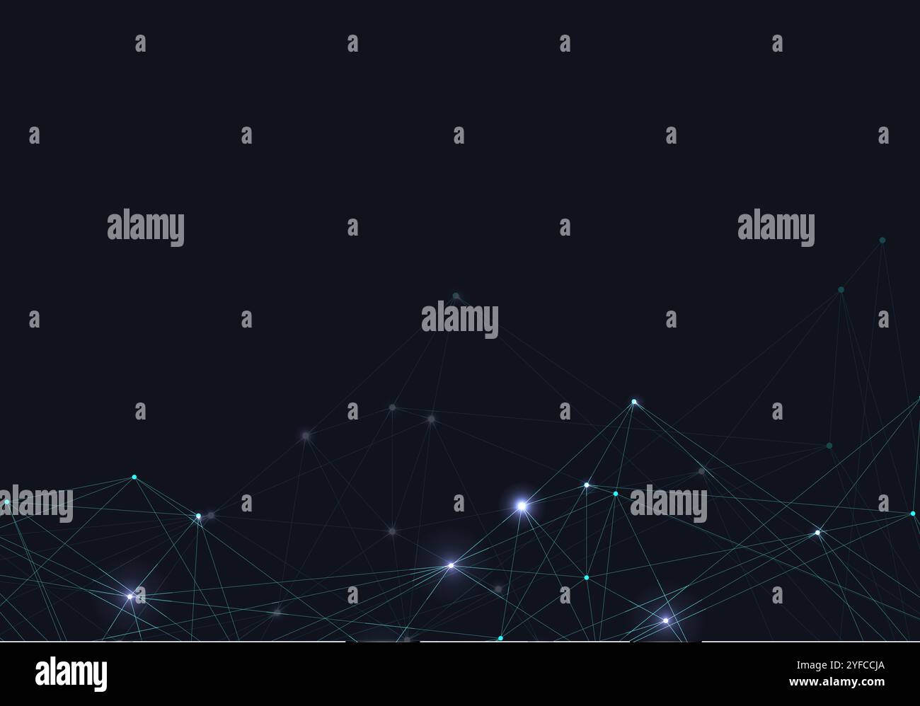 Abstract vector glowing bright molecules with dots and lines on blue background Stock Vector