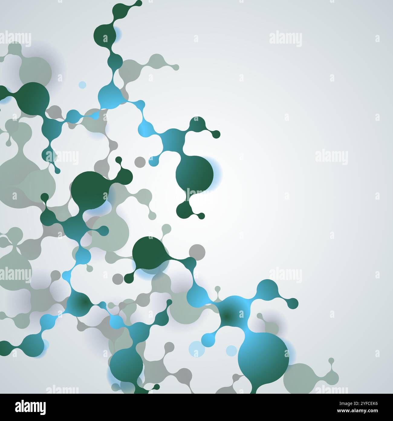 abstract blue violet green molecules on white background Stock Vector