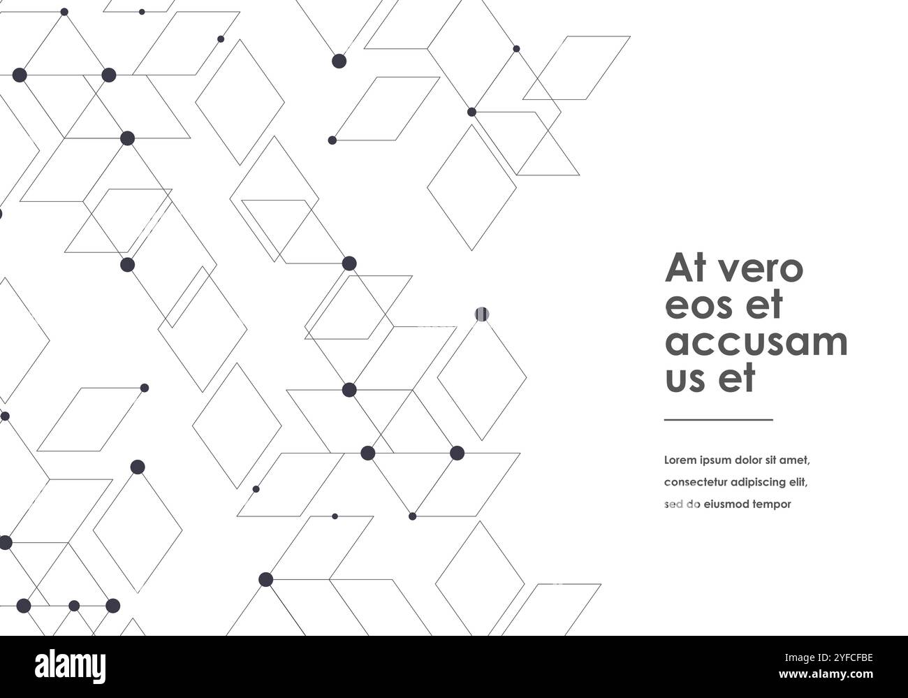 vector connection molecules with dots lines which left white background Stock Vector