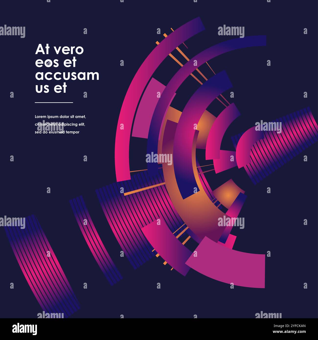 Abstract design. Color vector shapes on dark background Stock Vector