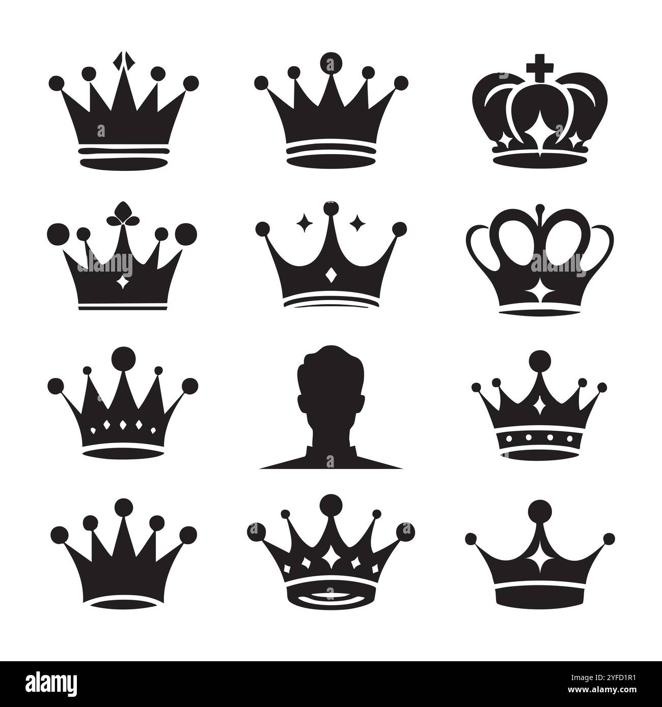 Silhouette set of crown on white background Stock Vector Image & Art ...