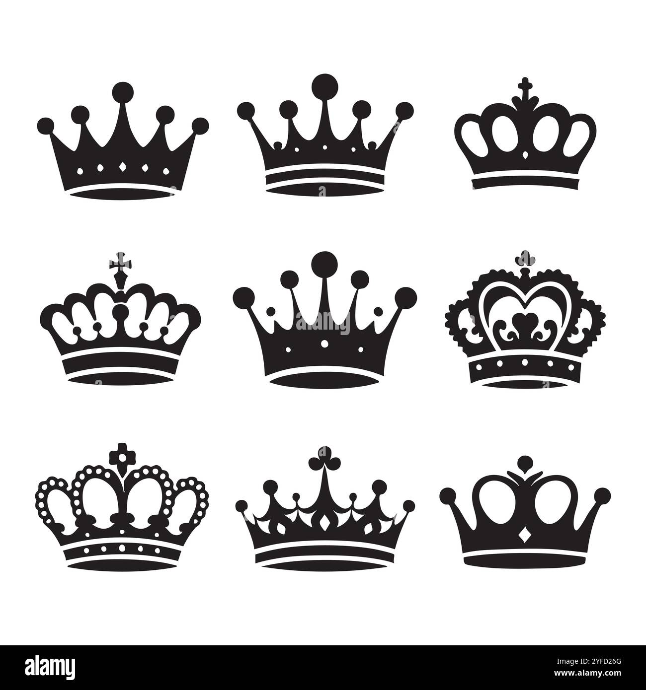 Silhouette set of crown on white background Stock Vector Image & Art ...